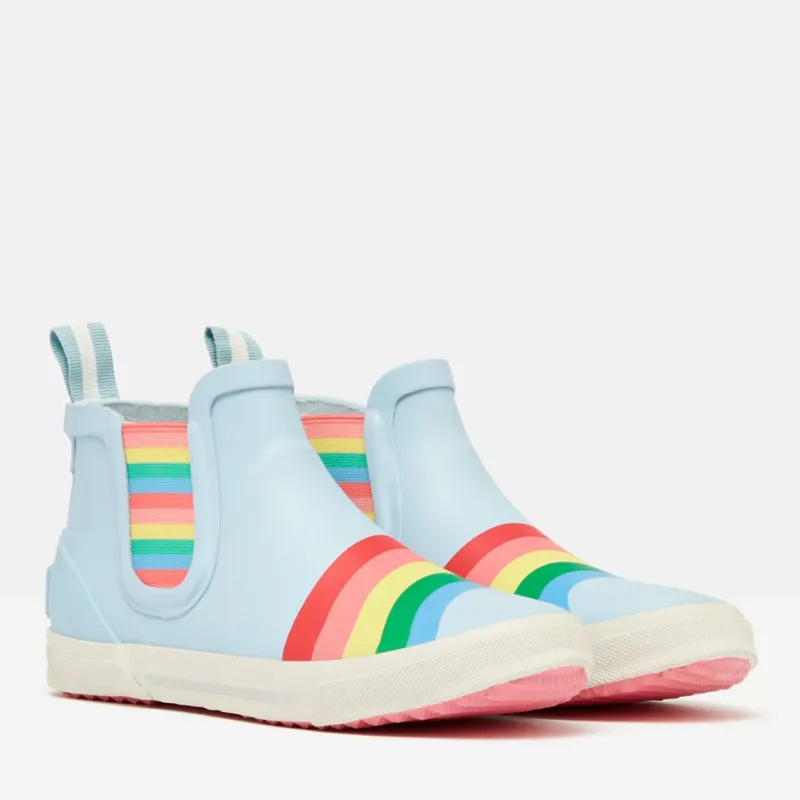 Joules Junior Rainwell Short Height Casual Welly - Blue Rainbow -2